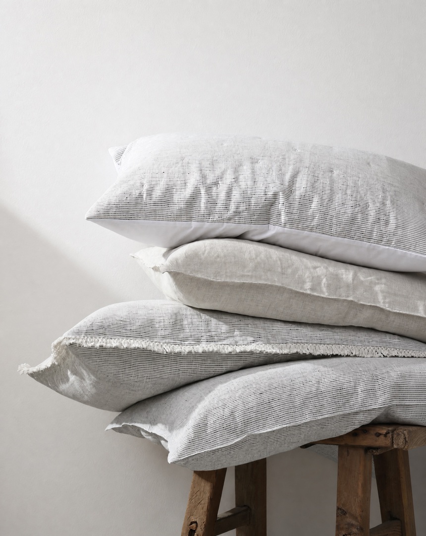 MM Linen Laundered Linen Pinstripe Cloud Bedspread Set  European Flax Linen image 2